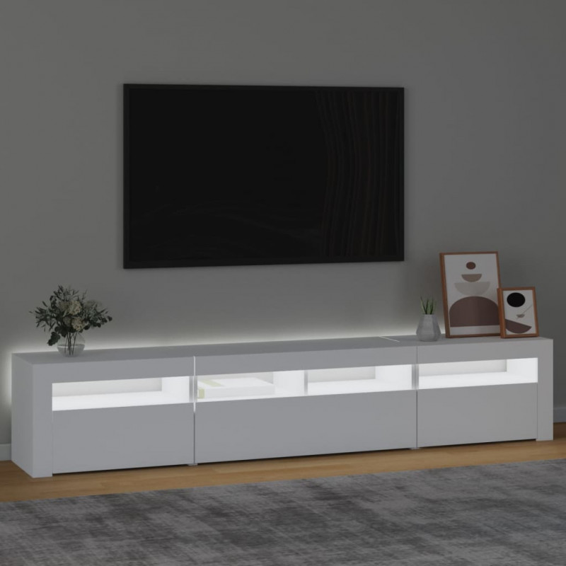 Szafka pod TV z oświetleniem LED, biała, 210x35x40 cm