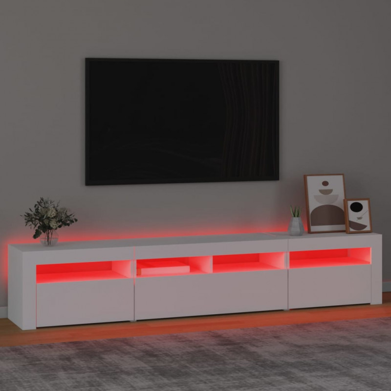Szafka pod TV z oświetleniem LED, biała, 210x35x40 cm