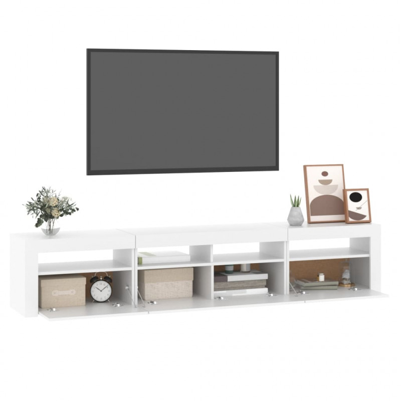 Szafka pod TV z oświetleniem LED, biała, 210x35x40 cm