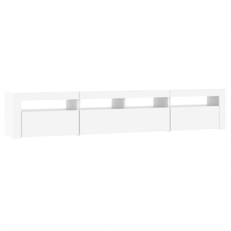 Szafka pod TV z oświetleniem LED, biała, 210x35x40 cm