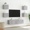 6-częściowy zestaw mebli TV z LED, szary dąb sonoma