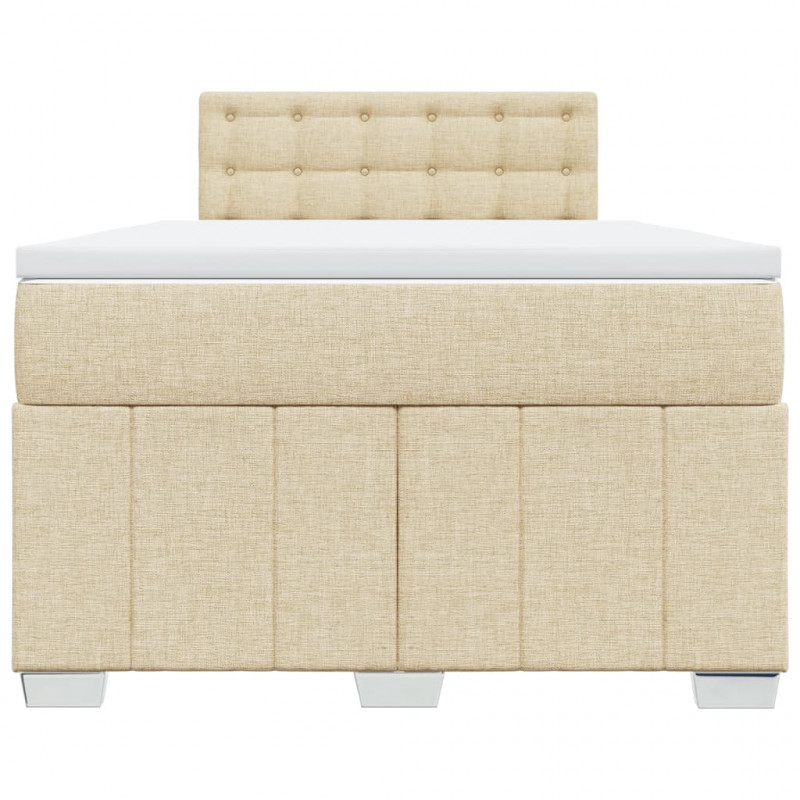 Łóżko kontynentalne z materacem, kremowe, 120x190 cm, tkanina