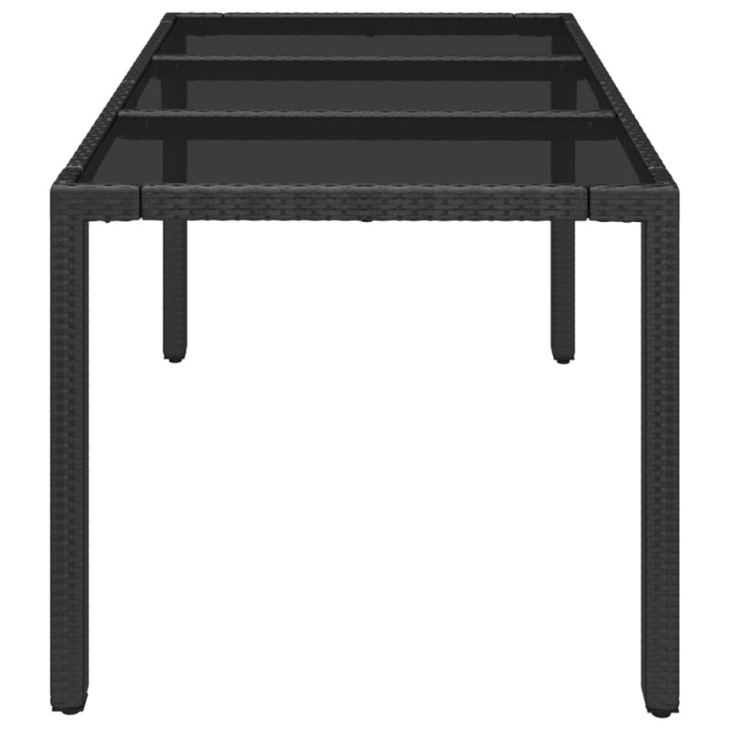 Stół ogrodowy ze szklanym blatem, czarny, 150x90x75cm rattan PE