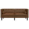 Sofa Chesterfield z wałkami, 2-os., brązowa, sztuczny zamsz