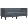 Sofa Chesterfield z wałkami, dwuosobowa, ciemnoszara, aksamit