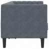 Sofa Chesterfield z wałkami, dwuosobowa, ciemnoszara, aksamit