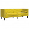 Sofa Chesterfield z wałkami, trzyosobowa, żółta, aksamit