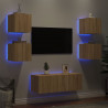 6-częściowy zestaw mebli TV z LED, dąb sonoma