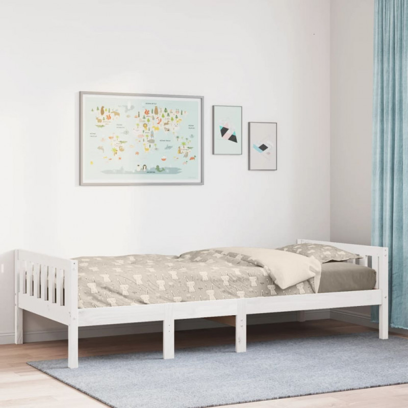 Łóżko dziecięce bez materaca, białe, 80x200 cm, drewno sosnowe