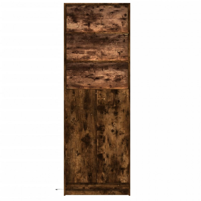Wysoka szafka z LED, przydymiony dąb, 69x32,5x200 cm