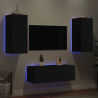 4-cz. zestaw mebli TV z LED, czarny, materiał drewnopochodny