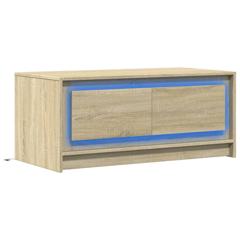 Stolik kawowy z LED, dąb sonoma, materiał drewnopochodny