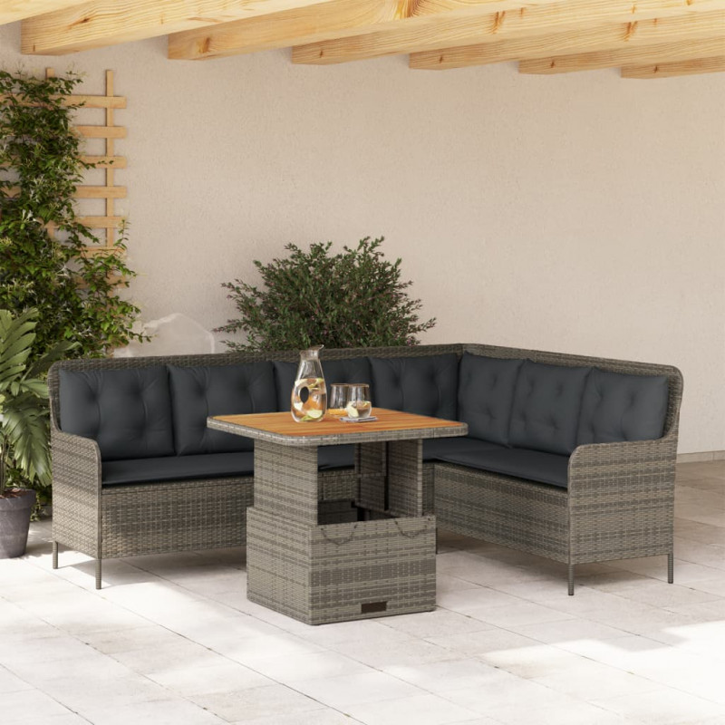 2-częściowa sofa ogrodowa z poduszkami, szara, polirattan