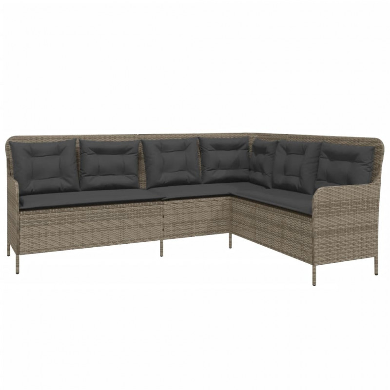 2-częściowa sofa ogrodowa z poduszkami, szara, polirattan