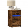Szafka nocna z LED, przydymiony dąb, materiał drewnopochodny