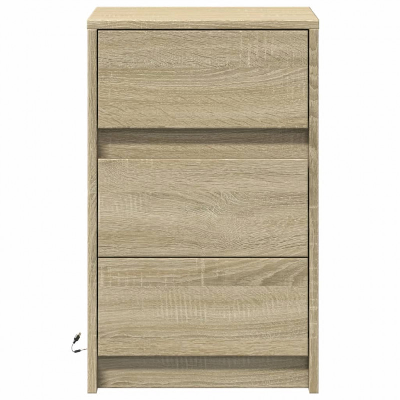 Szafka nocna z LED, kolor dąb sonoma, materiał drewnopochodny