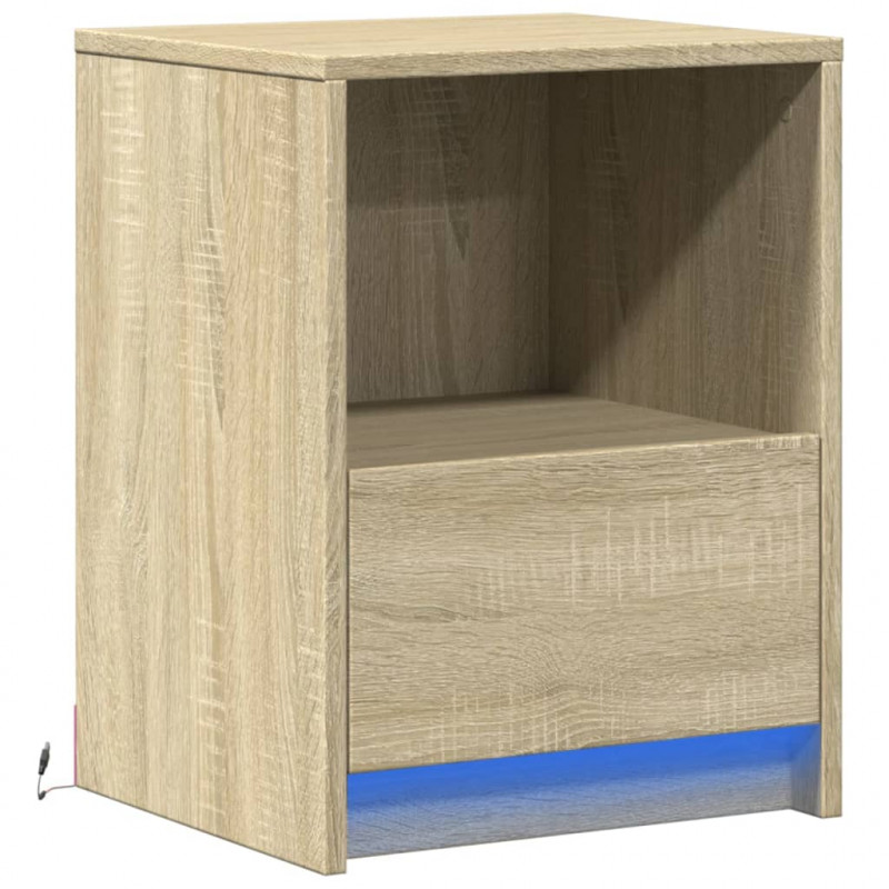 Szafka nocna z LED, kolor dąb sonoma, materiał drewnopochodny