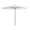 Parasol ogrodowy na drewnianym słupku, 350 cm, piaskowa biel
