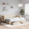 Sofa rozsuwana z szufladami, kremowa, 90x200 cm, tkanina