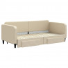 Sofa rozsuwana z szufladami, kremowa, 90x200 cm, tkanina