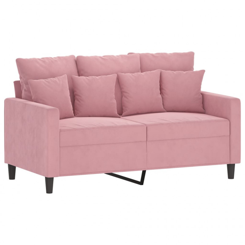 Sofa 2-osobowa, różowy, 120 cm, tapicerowana aksamitem