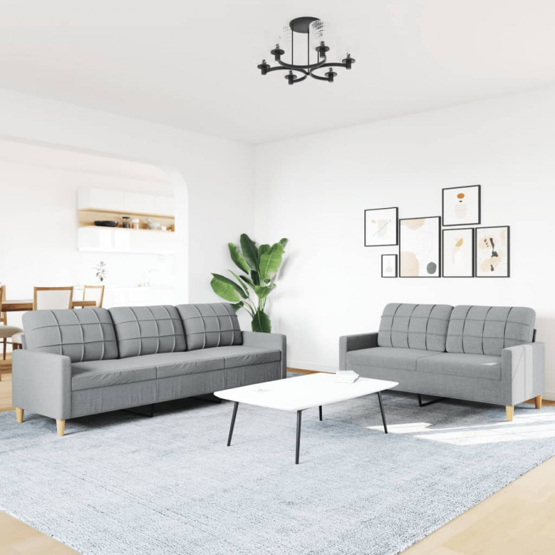 2-cz. komplet wypoczynkowy, jasnoszary, obity tkaniną