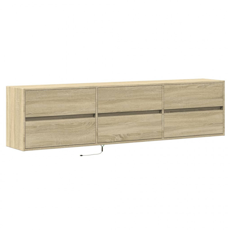 Ścienna szafka pod TV, z LED, dąb sonoma, 180x31x45 cm