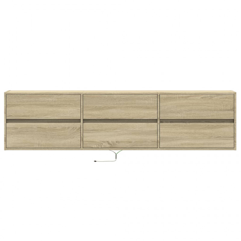 Ścienna szafka pod TV, z LED, dąb sonoma, 180x31x45 cm