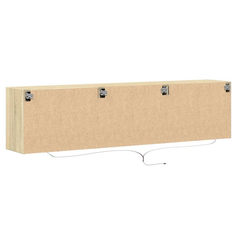 Ścienna szafka pod TV, z LED, dąb sonoma, 180x31x45 cm