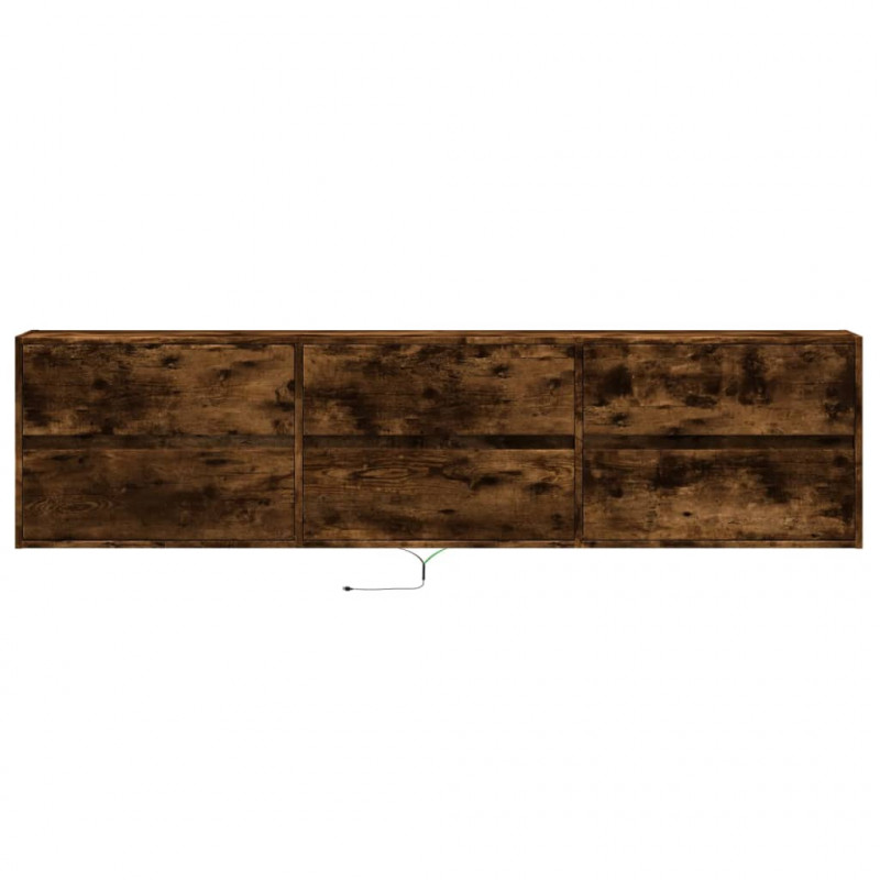 Ścienna szafka pod TV, z LED, przydymiony dąb, 180x31x45 cm
