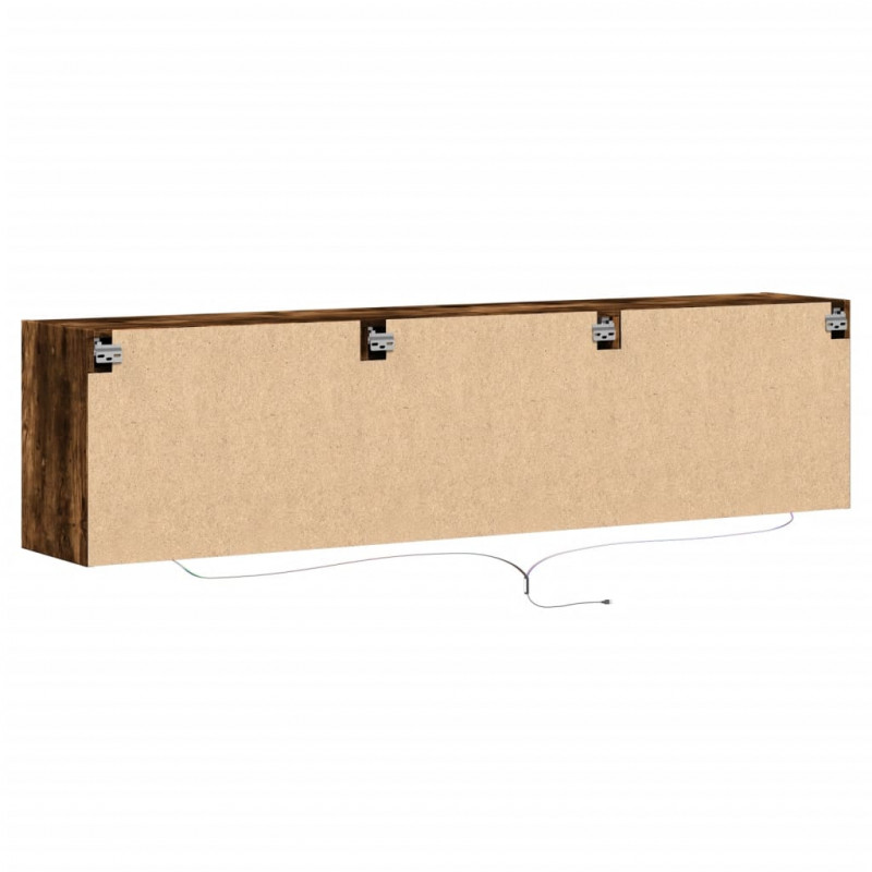Ścienna szafka pod TV, z LED, przydymiony dąb, 180x31x45 cm