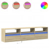 Ścienna szafka pod TV, z LED, dąb sonoma, 180x31x45 cm