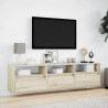 Ścienna szafka pod TV, z LED, dąb sonoma, 180x31x45 cm