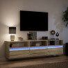 Ścienna szafka pod TV, z LED, dąb sonoma, 180x31x45 cm