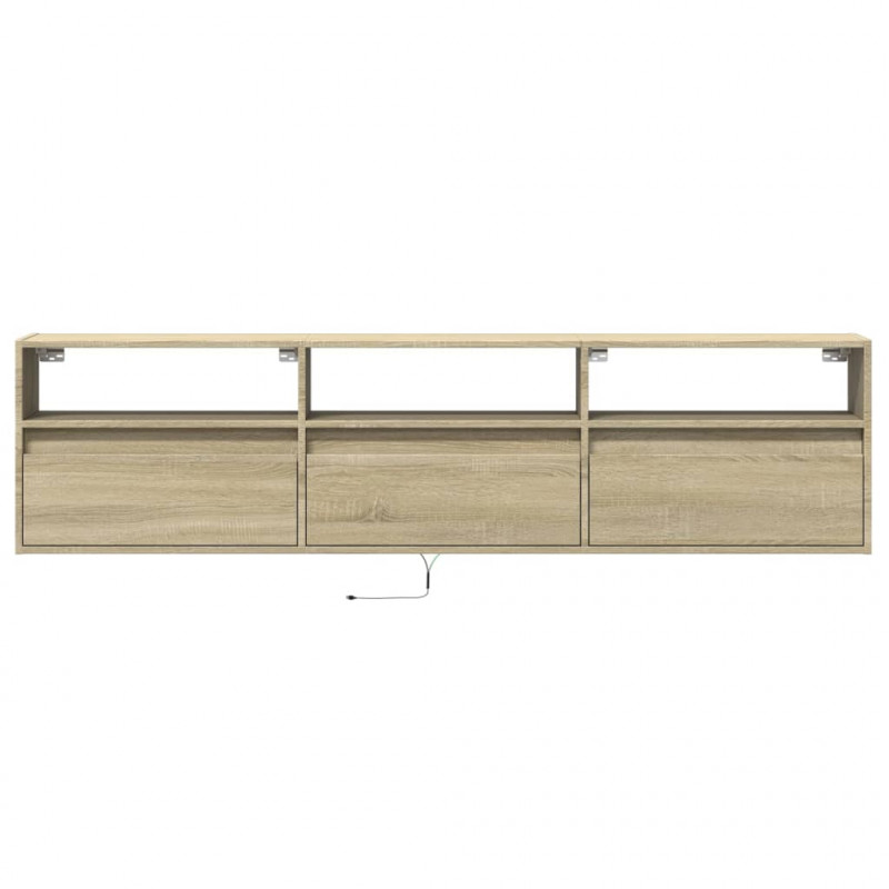 Ścienna szafka pod TV, z LED, dąb sonoma, 180x31x45 cm