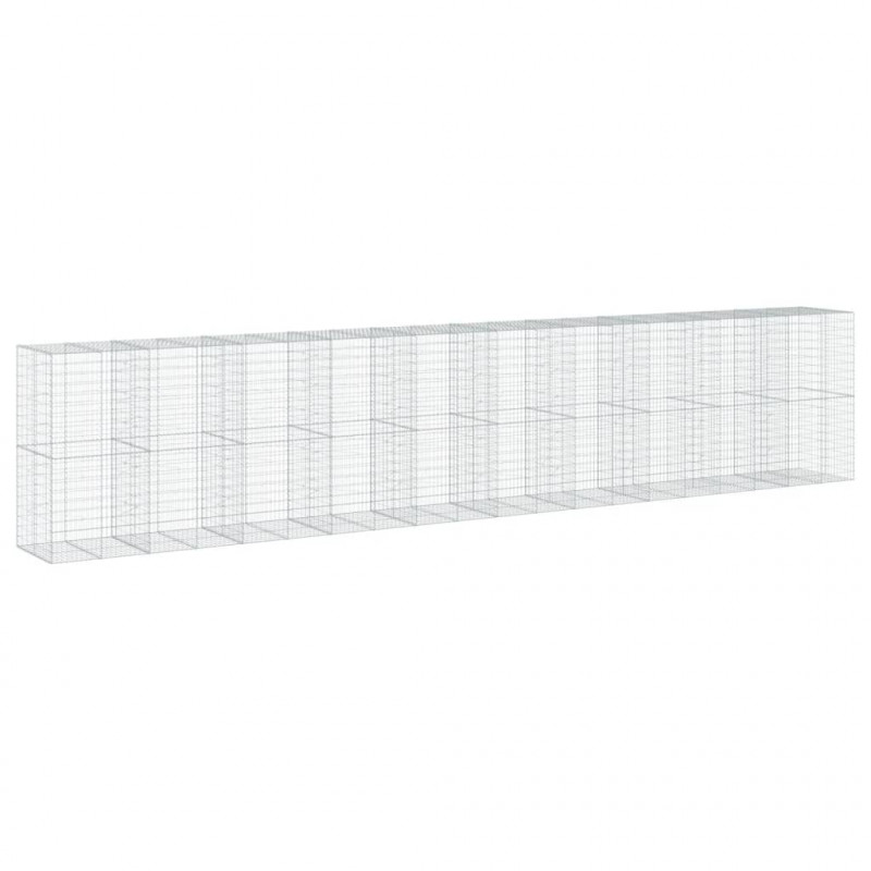 Kosz gabionowy z pokrywą, 1000x100x200 cm, galwanizowane żelazo