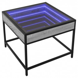 Stolik kawowy z LED Infinity, szary dąb sonoma, 50x50x41 cm