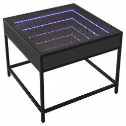 Stolik kawowy z LED Infinity, czarny, 50x50x41 cm