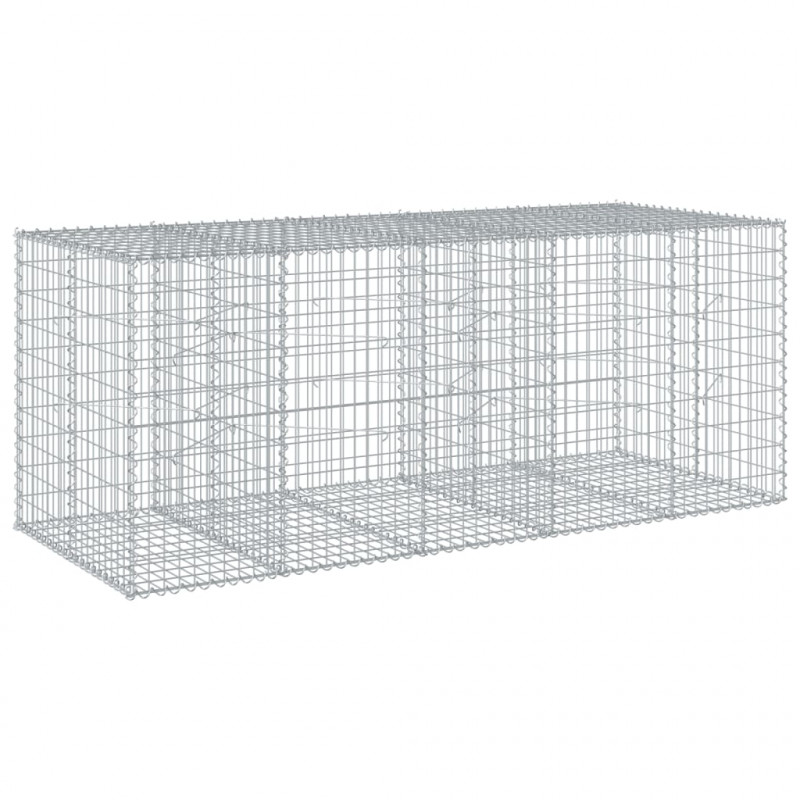 Kosz gabionowy z pokrywą, 250x100x100 cm, galwanizowane żelazo