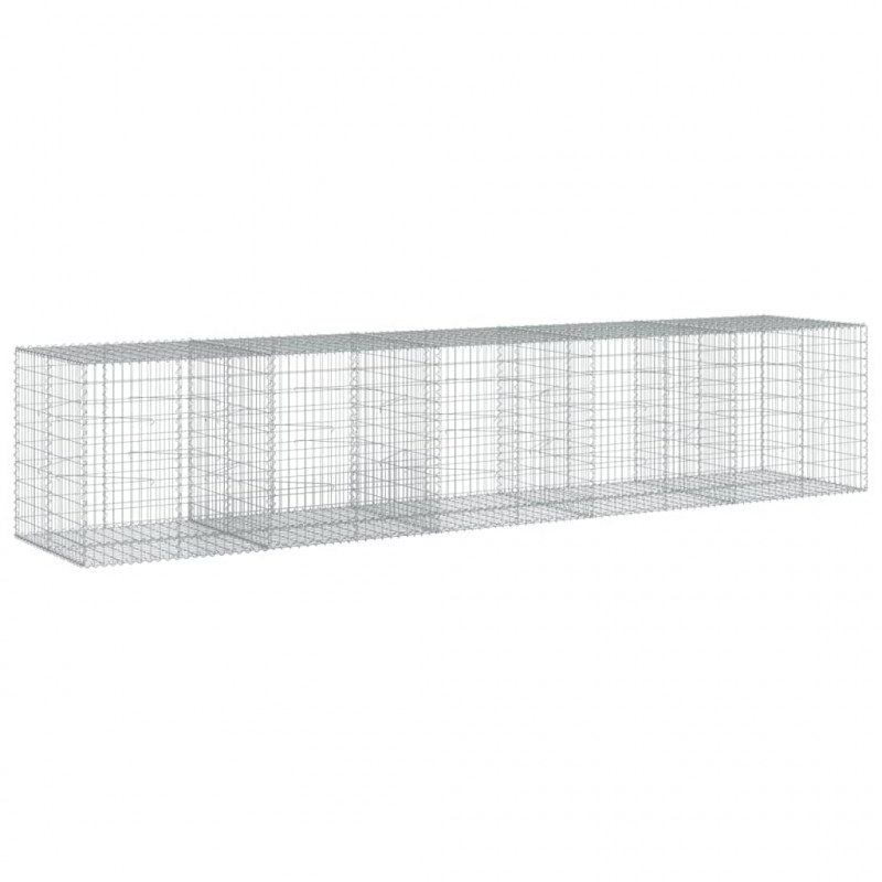 Kosz gabionowy z pokrywą, 500x100x100 cm, galwanizowane żelazo