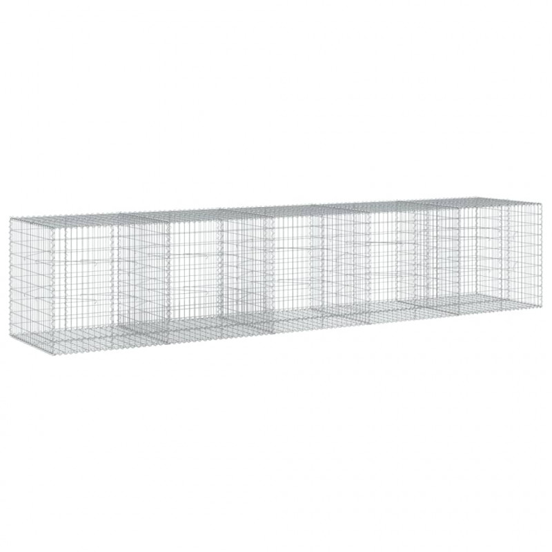 Kosz gabionowy z pokrywą, 500x100x100 cm, galwanizowane żelazo