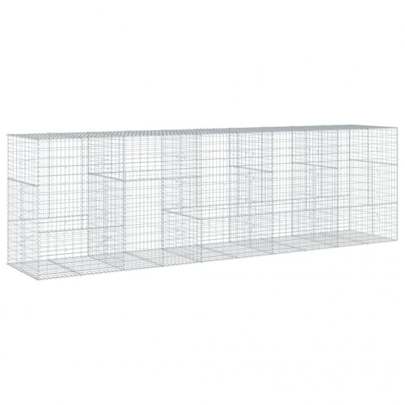 Kosz gabionowy z pokrywą, 500x100x150 cm, galwanizowane żelazo