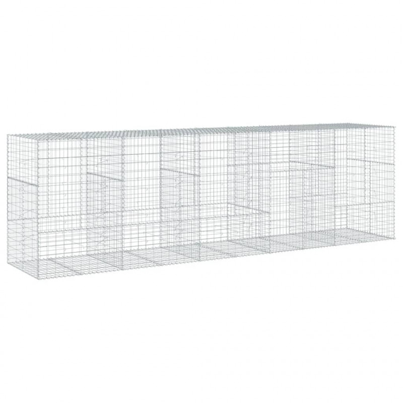 Kosz gabionowy z pokrywą, 500x100x150 cm, galwanizowane żelazo