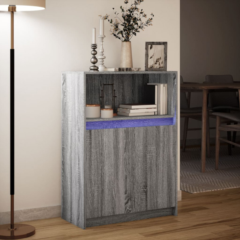 Szafka z LED, szary dąb sonoma, 72x34x100 cm
