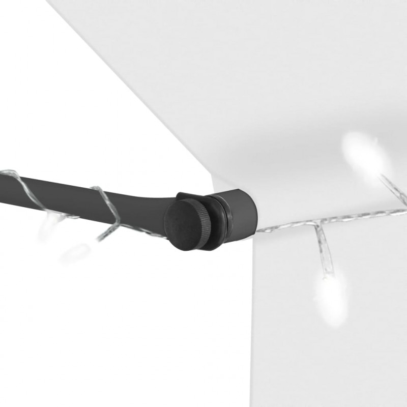Ręcznie zwijana markiza z LED, 200 cm, kremowa