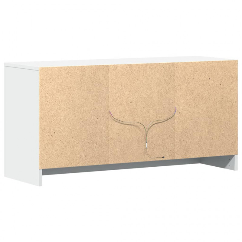 Szafka TV z LED, biała, 100x34x50 cm, materiał drewnopochodny