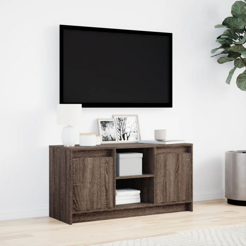 Szafka pod TV z LED, brązowy dąb, 100x34x50 cm