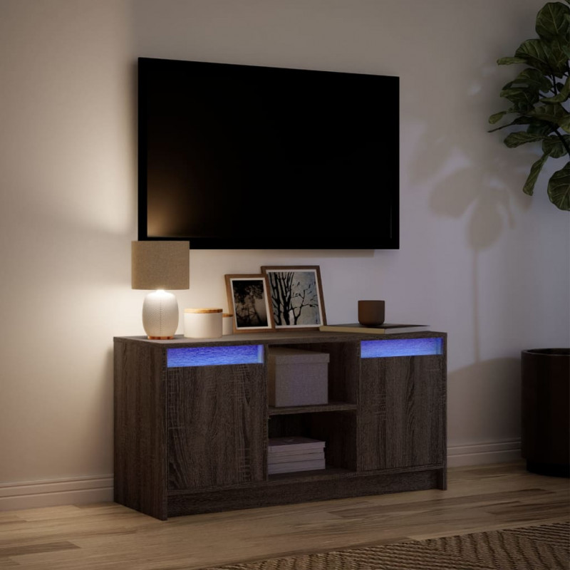 Szafka pod TV z LED, brązowy dąb, 100x34x50 cm