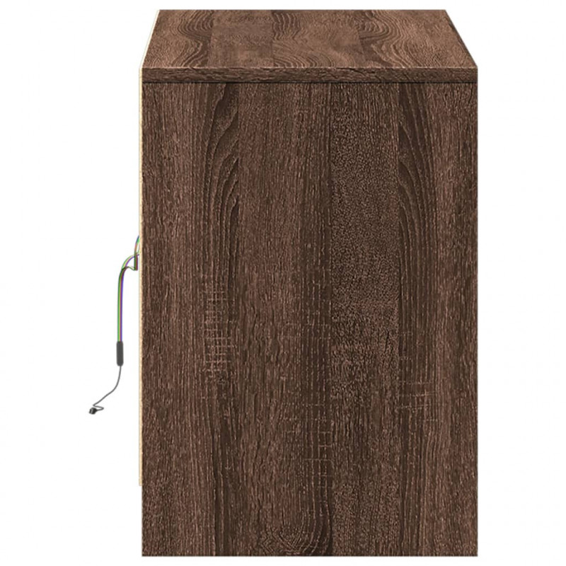 Szafka pod TV z LED, brązowy dąb, 100x34x50 cm