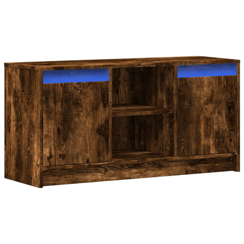 Szafka pod TV z LED, przydymiony dąb, 100x34x50 cm